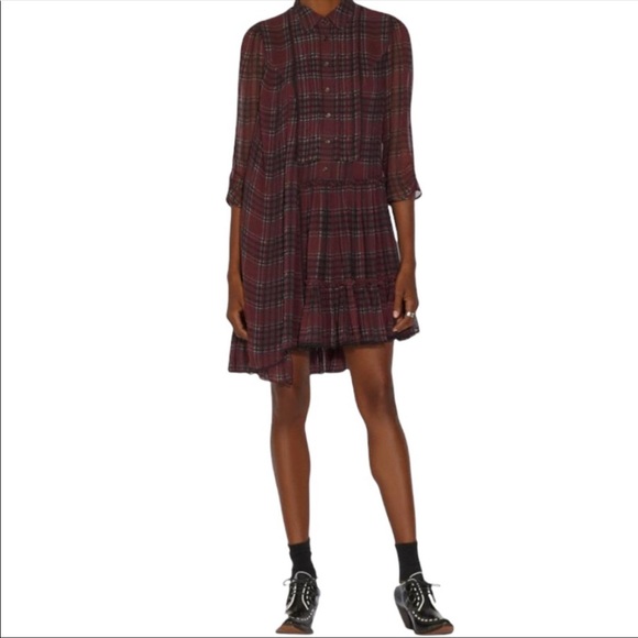 Coach Silk Red Plaid Asymmetrical Size 4 Mini Dress - Picture 2 of 10
